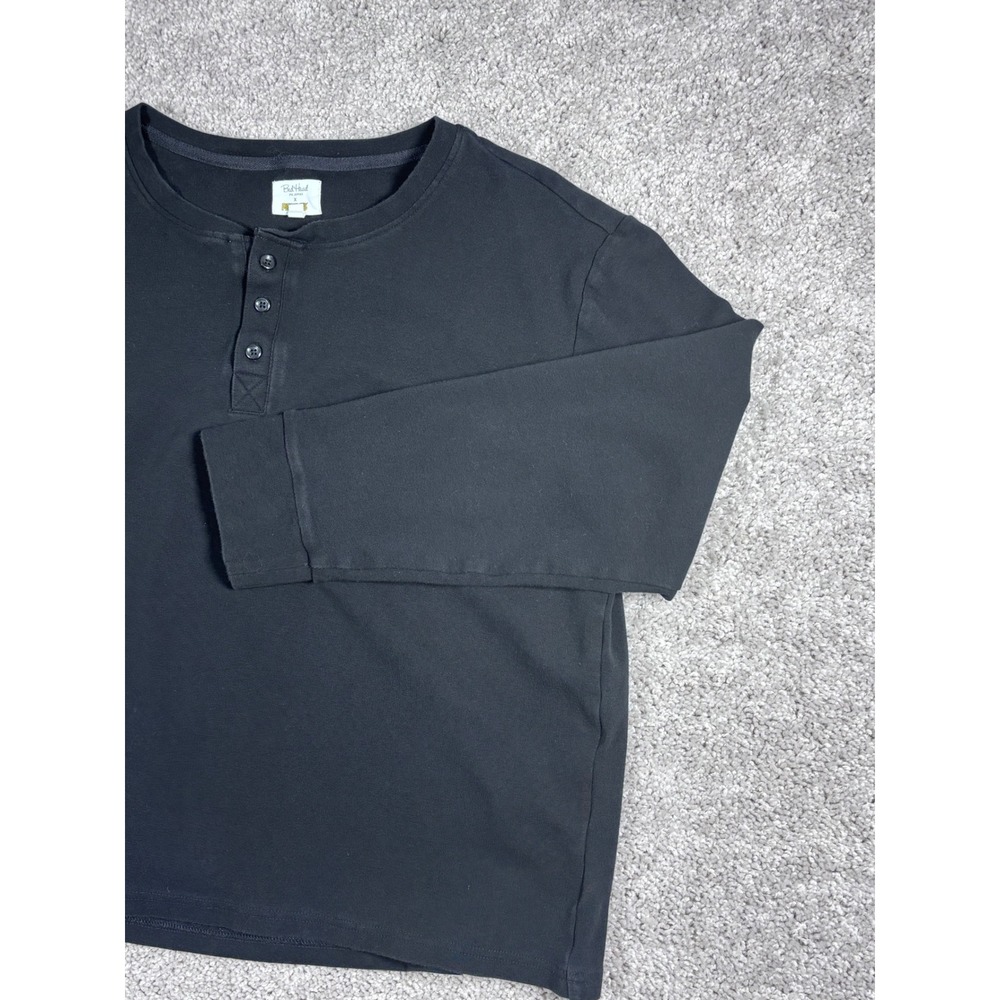 BedHead Pajamas x Peanuts Mens Henley Shirt Long Sleeve Black Size M‎